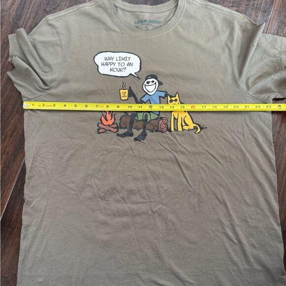 Life is Good Graphic T-Shirt “Why limit Happy To A Hour”? Size Large NWT - Picture 2 of 12